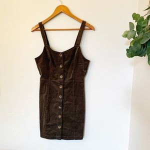 Altar’d State Torryn dark brown corduroy button up dress